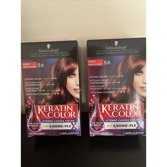 Schwarzkopf Keratin Color 5.6 Warm Mahogany Permanent Hair Color Dye 2 B…